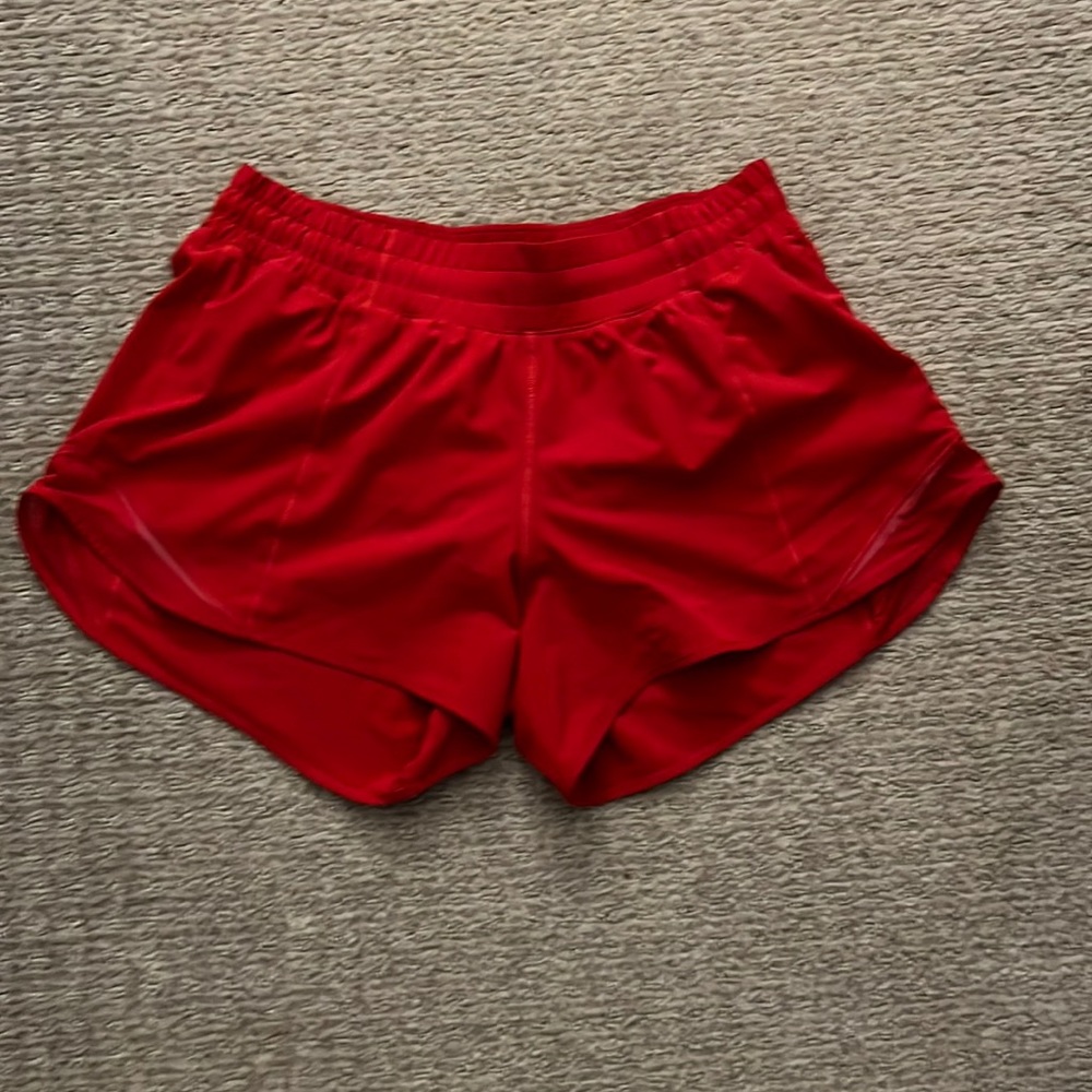 Red 4in lululemon shorts in a size 8 and in great condition.